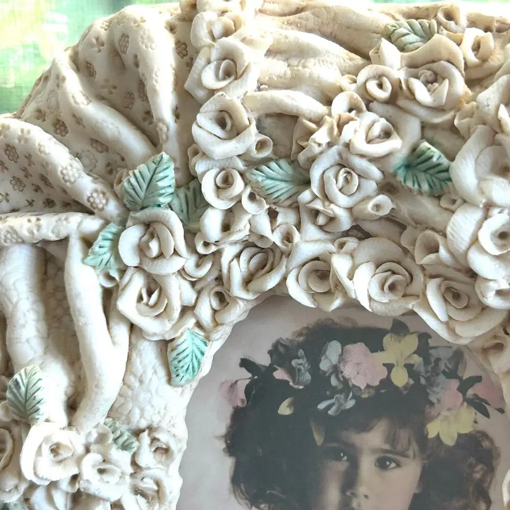 1989 Fancy Frames by United Design Floral Lace Resin Picture Frame